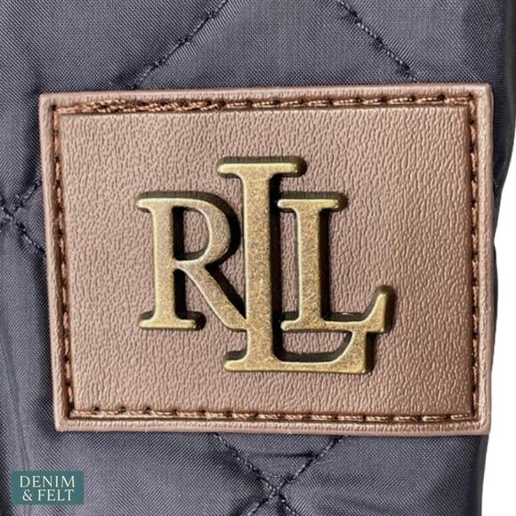 NEW Lauren Ralph Lauren Quilted Hooded Coat Faux Suede Trim Insulated Luxe Large - Picture 10 of 16